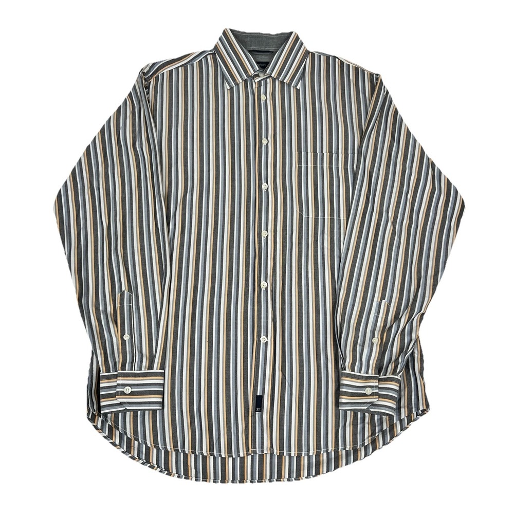 Ermenegildo Zegna Sport Shirt Mens M Striped Button Down Oxford Dress